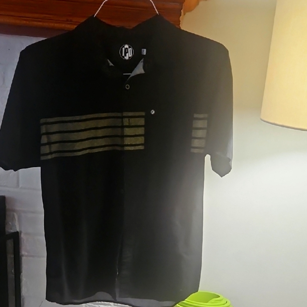 Black and Gray Striped Men's Shirt